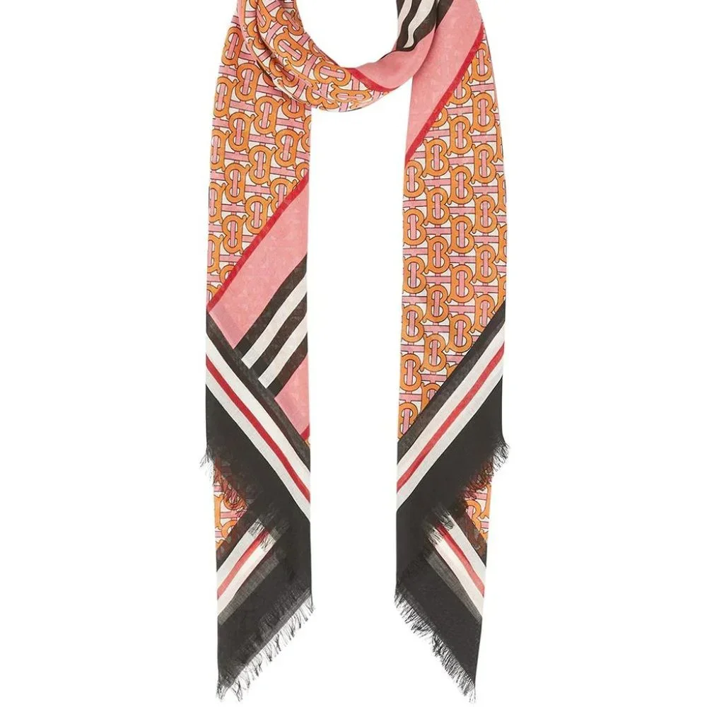 Burberry Pink and Orange Monogram Scarf